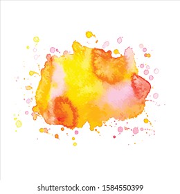 Vector splash color yellow abstract watercolor background.