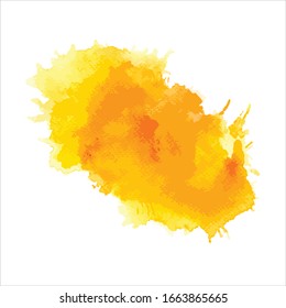 Vector splash color yellow abstract watercolor background.