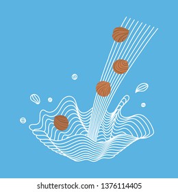 Vector splash of hazelnut milk with nuts. Vegan alternative organic filbert milk splash pour . Non dairy drink. Isolated transparent illustration. Healthy food, diet and nutrition concept