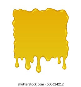 Vector splash of honey. Drop and splatter of yellow orange liquid. Abstract stain or blob of paint isolated on white. Cartoon design. Graphic element for banner or sticker.