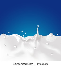 vector splash of milk - illustration with dark blue background