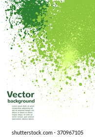 Vector splashes background. Blots and blobs. Spring, eco colors. Hand drawn template. Shades of green. Abstract splash texture.