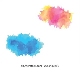 Vector splashes of paint watercolor on white.