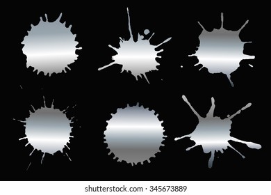 Vector splashes set.Set of silver splashes.