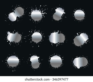 Vector splashes set.Set of silver splashes.