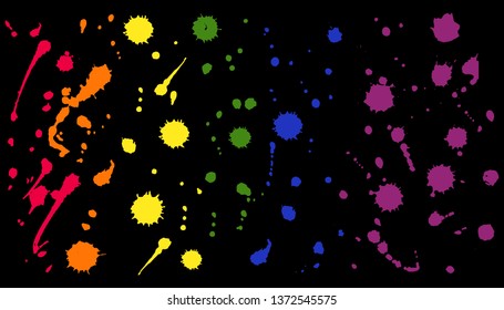 vector splashy background in LGBTQ colors on black background