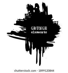 vector splats splashes and blobs of black ink paint in different shapes drips isolated on white