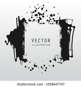 vector splats splashes and blobs of black ink paint in different shapes drips isolated on white