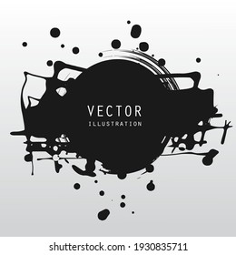 vector splats splashes and blobs of black ink paint in different shapes drips isolated on white