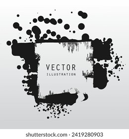 vector splats splashes and blobs of black ink paint in different shapes drips isolated on white