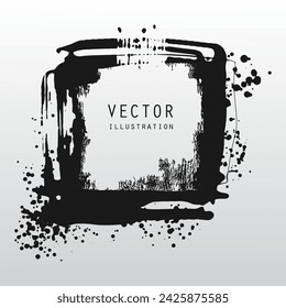 vector splats splashes and blobs of black ink paint in different shapes drips isolated on white