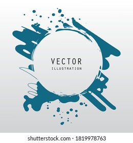 vector splats splashes and blobs of blue ink paint in different shapes drips isolated on white
