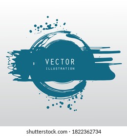 vector splats splashes and blobs of blue ink paint in different shapes drips isolated on white