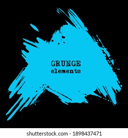 vector splats splashes and blobs of blue ink paint in different shapes drips isolated on black