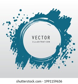 vector splats splashes and blobs of blue ink paint in different shapes drips isolated on white