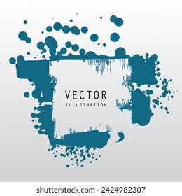 vector splats splashes and blobs of blue ink paint in different shapes drips isolated on white