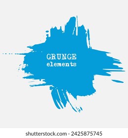 vector splats splashes and blobs of blue ink paint in different shapes drips isolated on white