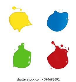  vector splats splashes and blobs of brightly colored paint in different shapes drips isolated on white 