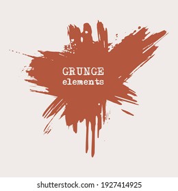 vector splats splashes and blobs of brown ink paint in different shapes drips isolated on white