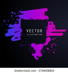 vector splats splashes and blobs of gradient ink paint in different shapes drips isolated on black