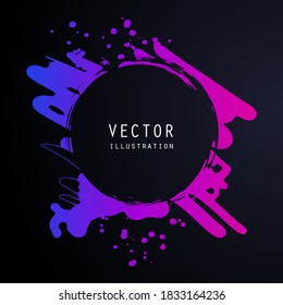 vector splats splashes and blobs of gradient ink paint in different shapes drips isolated on black