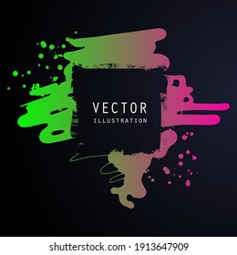 vector splats splashes and blobs of gradient ink paint in different shapes drips isolated on black