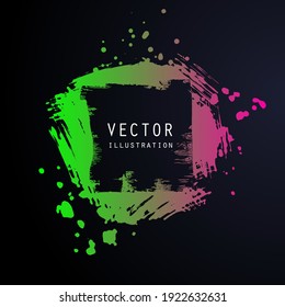 vector splats splashes and blobs of gradient ink paint in different shapes drips isolated on black