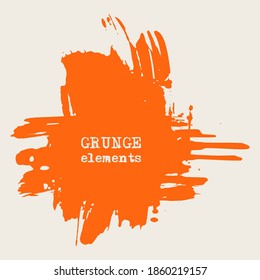 vector splats splashes and blobs of orange ink paint in different shapes drips isolated on white