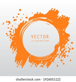 vector splats splashes and blobs of orange ink paint in different shapes drips isolated on white