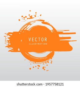 vector splats splashes and blobs of orange ink paint in different shapes drips isolated on white