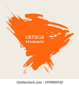 vector splats splashes and blobs of orange ink paint in different shapes drips isolated on white