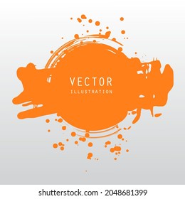 vector splats splashes and blobs of orange ink paint in different shapes drips isolated on white