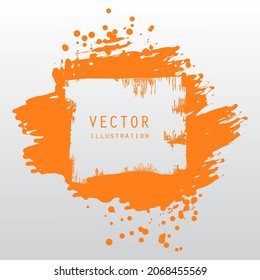 vector splats splashes and blobs of orange ink paint in different shapes drips isolated on white