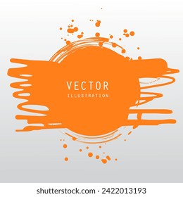 vector splats splashes and blobs of orange ink paint in different shapes drips isolated on white