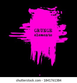 vector splats splashes and blobs of pink ink paint in different shapes drips isolated on black
