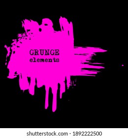 vector splats splashes and blobs of pink ink paint in different shapes drips isolated on black