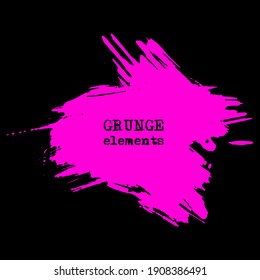 vector splats splashes and blobs of pink ink paint in different shapes drips isolated on black