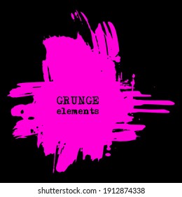 salpicaduras vectoriales y manchas de pintura rosa en diferentes formas goteos aislados en negro