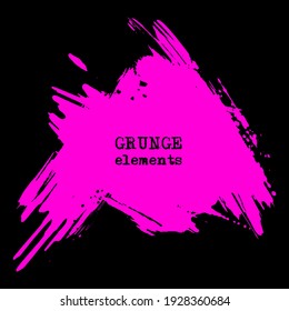 vector splats splashes and blobs of pink ink paint in different shapes drips isolated on black