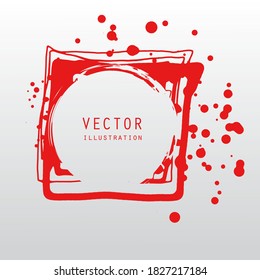 vector splats splashes and blobs of red ink paint in different shapes drips isolated on white