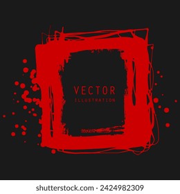 Vektor-Spritzer und Flecken von roter Tinte Farbe in verschiedenen Formen Tropfen isoliert auf Schwarz