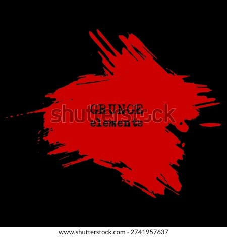 vector splats splashes and blobs of red ink paint in different shapes drips isolated on black