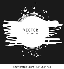 vector splats splashes and blobs of white ink paint in different shapes drips isolated on black