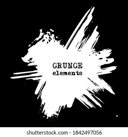 vector splats splashes and blobs of white ink paint in different shapes drips isolated on black