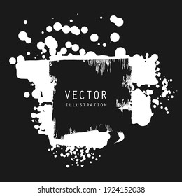 vector splats splashes and blobs of white ink paint in different shapes drips isolated on black