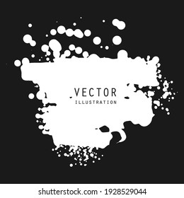 vector splats splashes and blobs of white ink paint in different shapes drips isolated on black