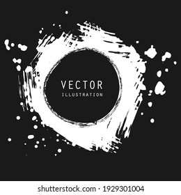 vector splats splashes and blobs of white ink paint in different shapes drips isolated on black