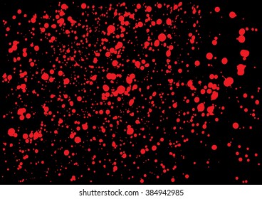 Vektorspinner aus Blut in roter Farbe auf schwarzem Hintergrund. Blutvergiftung auf schwarzem Hintergrund. Die graue Blutstruktur bläst. Rotes Aquarellspray, tropfen auf schwarzem Hintergrund. Vektorgrafik. EPS10.