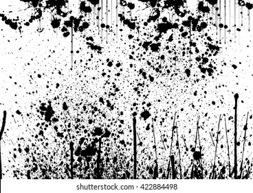 vector splatter painted detail in black over white