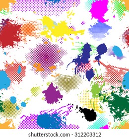 Vector Splatter Seamless Pattern with Ink .